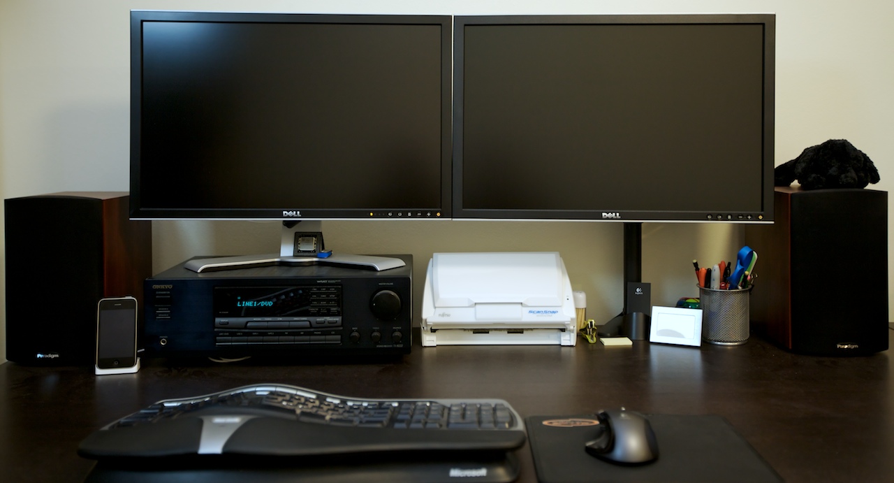 bookshelf speakers on desk