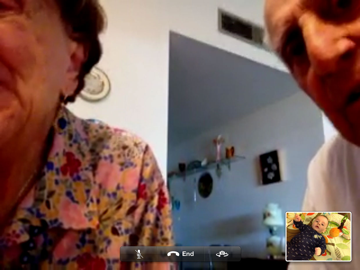 My grandparents using FaceTime to see their great-grandson